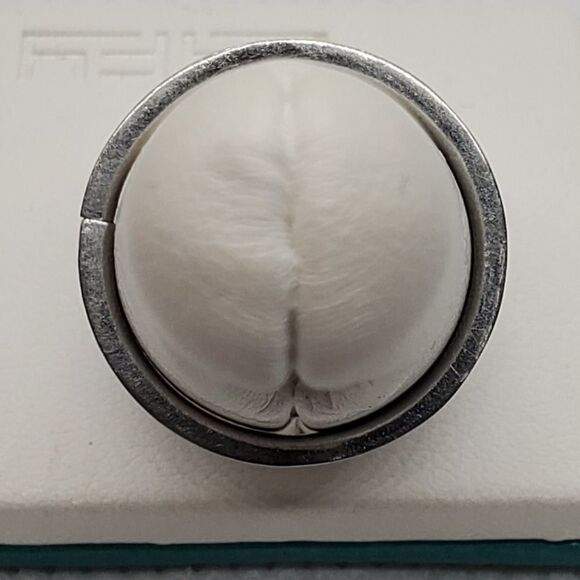 Blue & White Mother Of Pearl Inlay Ring - Picture 4 of 5